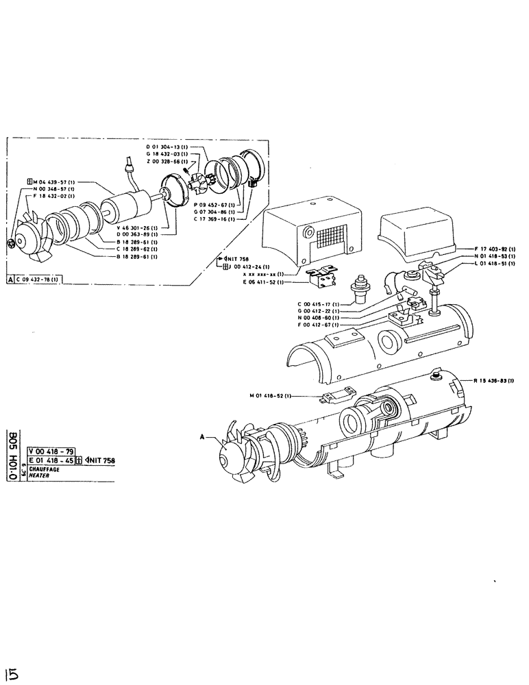 Схема запчастей Case SC150 - (015) - HEATER 