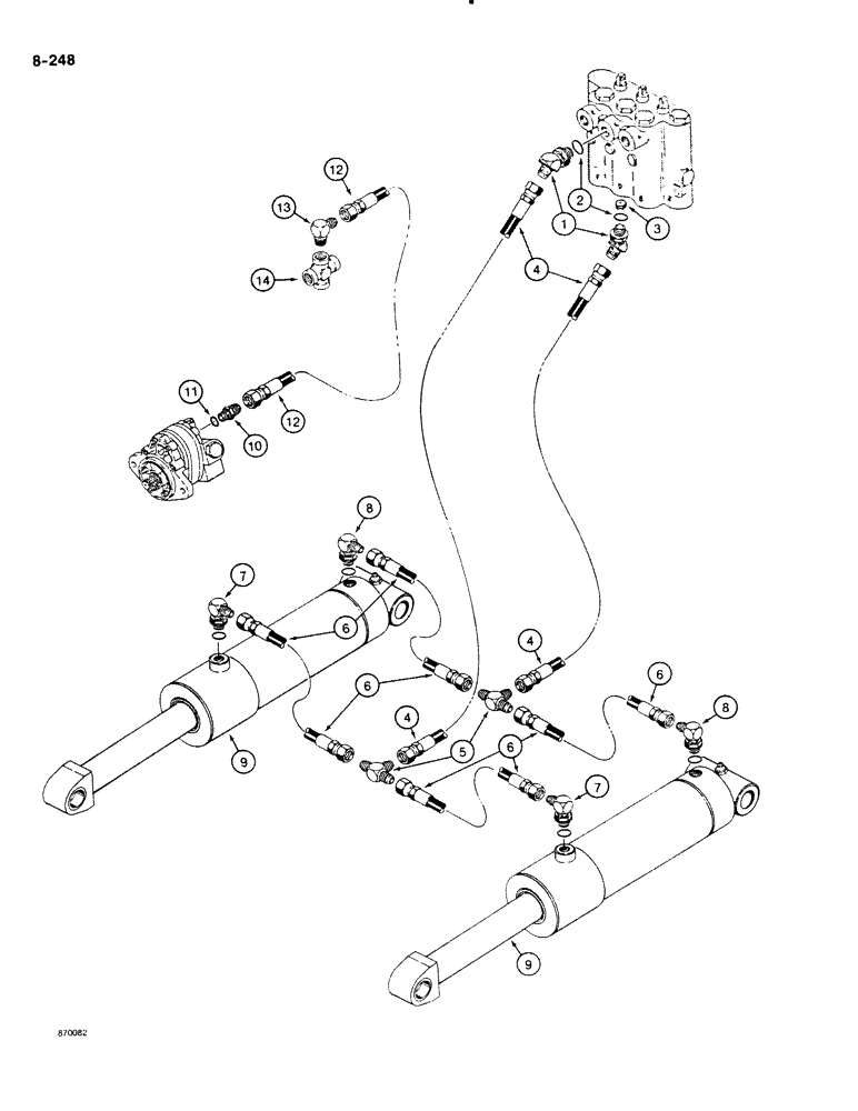 Схема запчастей Case DH4B - (8-248) - REEL CARRIER LIFT HYDRAULIC CIRCUIT (08) - HYDRAULICS