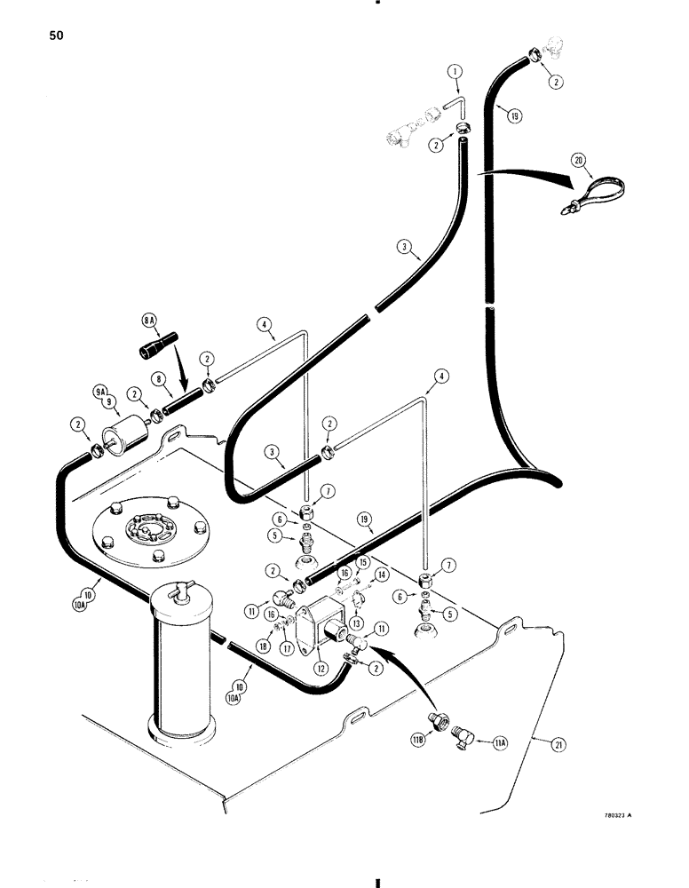 Схема запчастей Case W11 - (050) - FUEL LINES (03) - FUEL SYSTEM