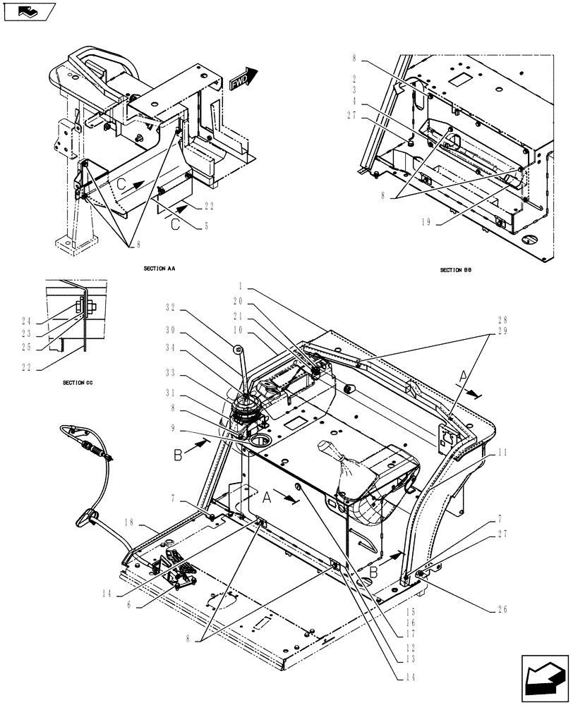 Схема запчастей Case CX55BMSR - (01-052[01]) - CONTROLS, OPERATORS (CAB + ANGLE DOZER) (90) - PLATFORM, CAB, BODYWORK AND DECALS