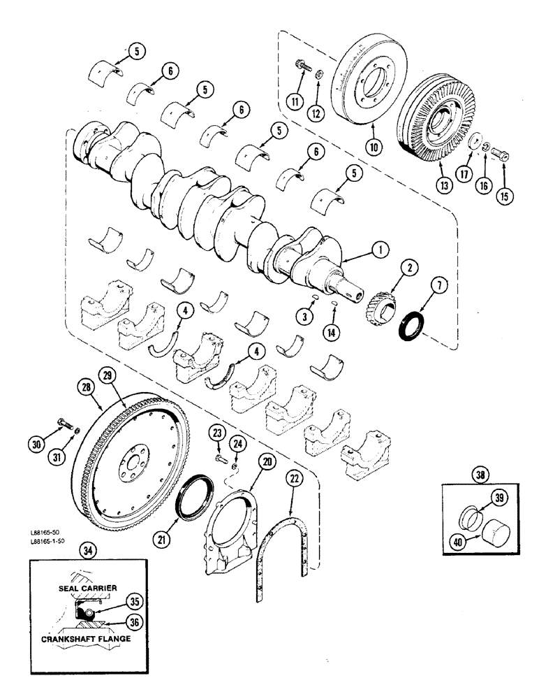 Схема запчастей Case W36 - (2-32) - CRANKSHAFT AND FLYWHEEL, 504BDTI ENGINE (02) - ENGINE