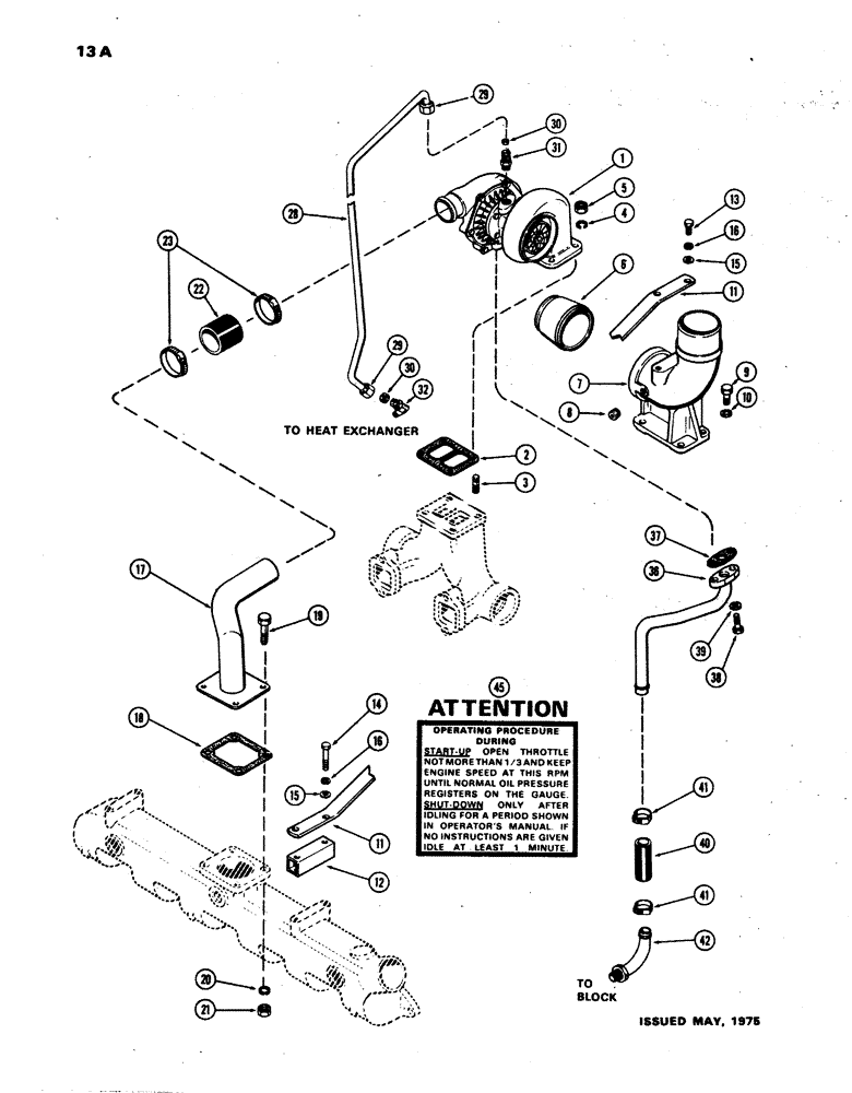 Схема запчастей Case W24B - (013A) - TURBO-CHARGER SYSTEM, (504BD) DIESEL ENGINE, HI-ALTITUDE COMPENSATING (02) - ENGINE