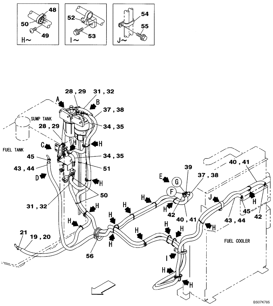 Схема запчастей Case CX135SR - (03-02[01]) - FUEL LINES - HOSES (03) - FUEL SYSTEM