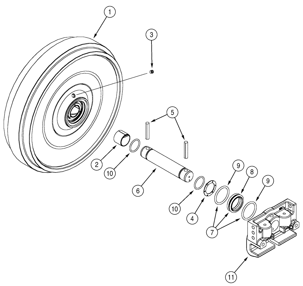 Схема запчастей Case 650H - (05-05) - TRACK IDLER (11) - TRACKS/STEERING