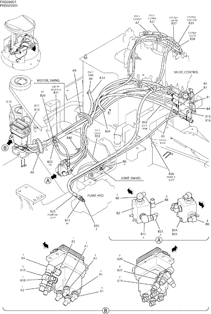 Схема запчастей Case CX50B - (01-044) - CONTROL LINES, REMOTE (NIBBLER & BREAKER) P/N PM30V00019F4 (35) - HYDRAULIC SYSTEMS