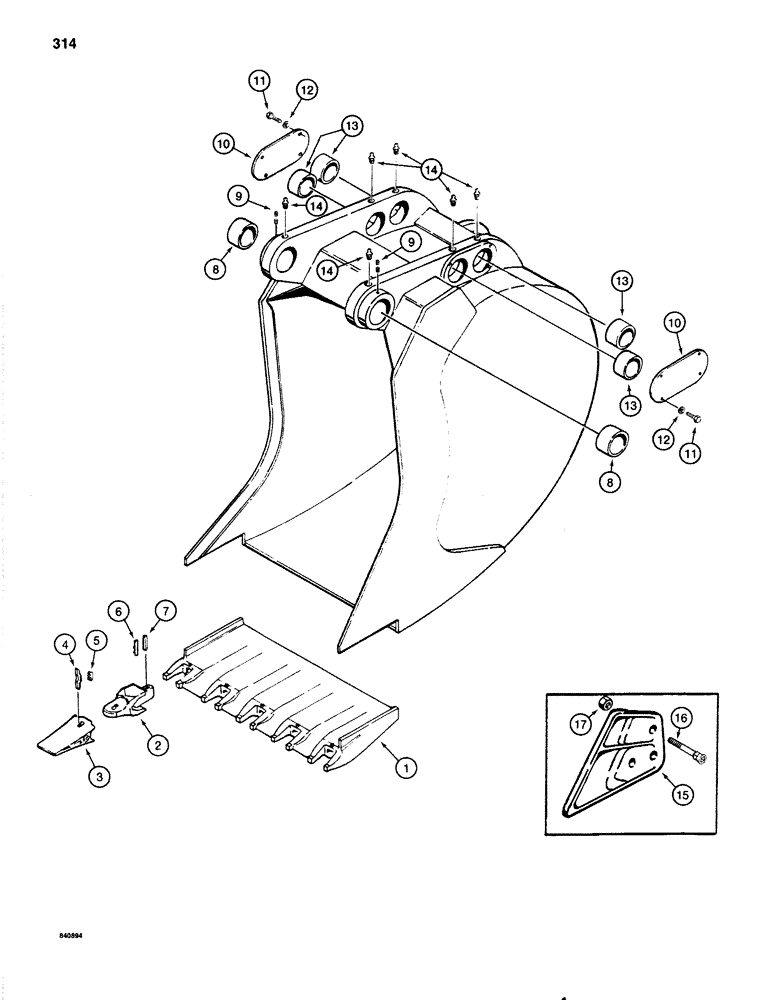 Схема запчастей Case 1080 - (314) - BACKHOE BUCKETS, SEVERE DUTY (84) - BOOMS, DIPPERS & BUCKETS