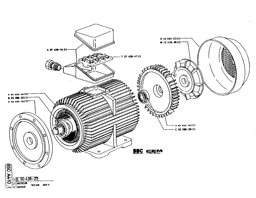 Схема запчастей Case 220B - (B50 A410.0) - MOTOR - 160 KW, 380 V (07) - HYDRAULIC SYSTEM