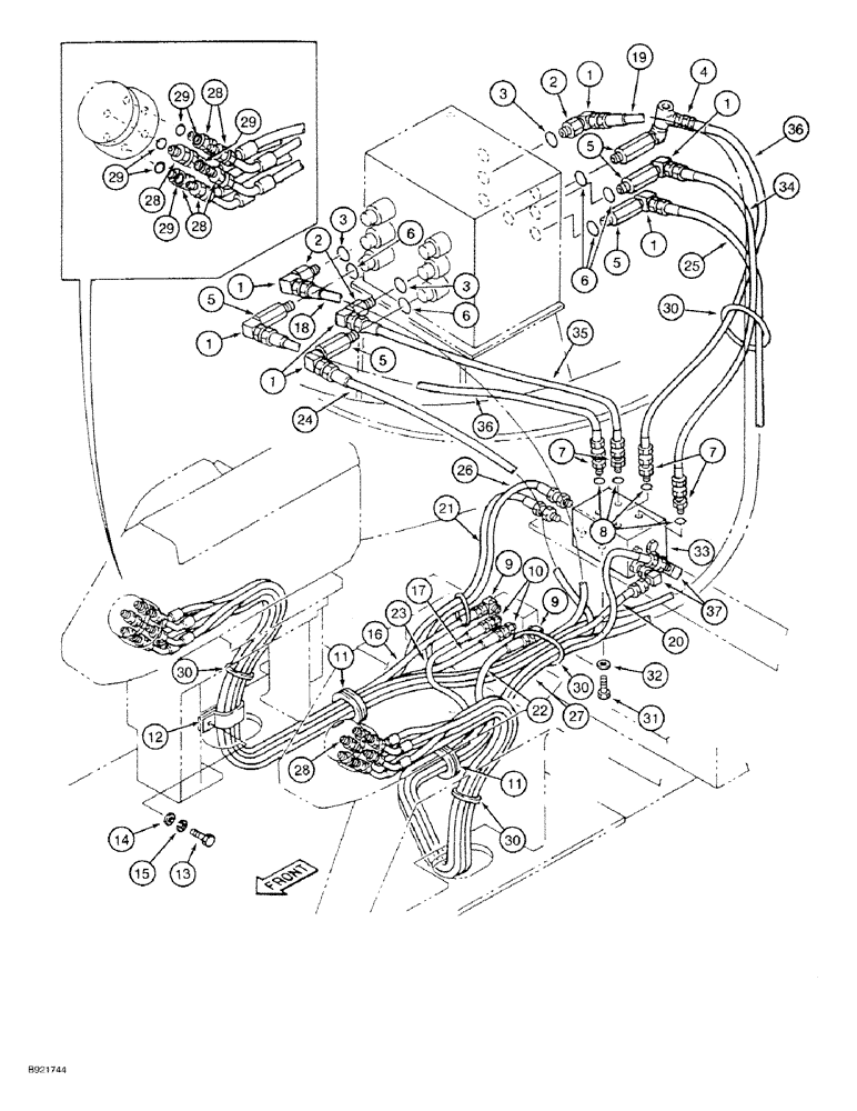 Схема запчастей Case 9030 - (8-24) - HYDRAULIC CONTROL CIRCUIT, CONTROLLERS TO MAIN CONTROL VALVE (08) - HYDRAULICS