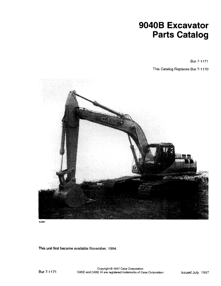 Схема запчастей Case 9040B - (1-1) - 9040B EXCAVATOR PARTS CATALOG (00) - PICTORIAL INDEX
