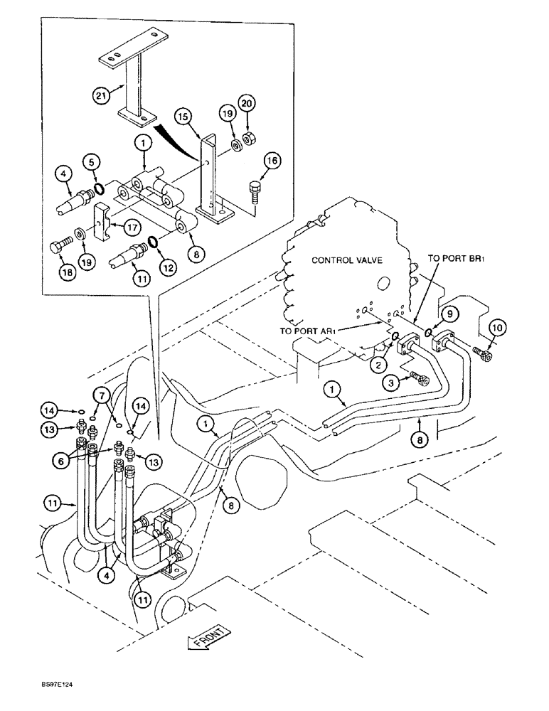 Схема запчастей Case 9020B - (8-056) - BOOM CYLINDER LINES (08) - HYDRAULICS