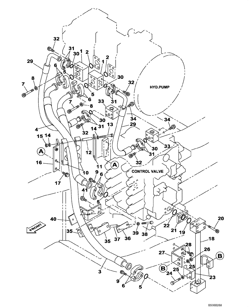 Схема запчастей Case CX700 - (08-004-00[01]) - HYDRAULIC CIRCUIT - CONTROL VALVE SUPPLY (08) - HYDRAULICS