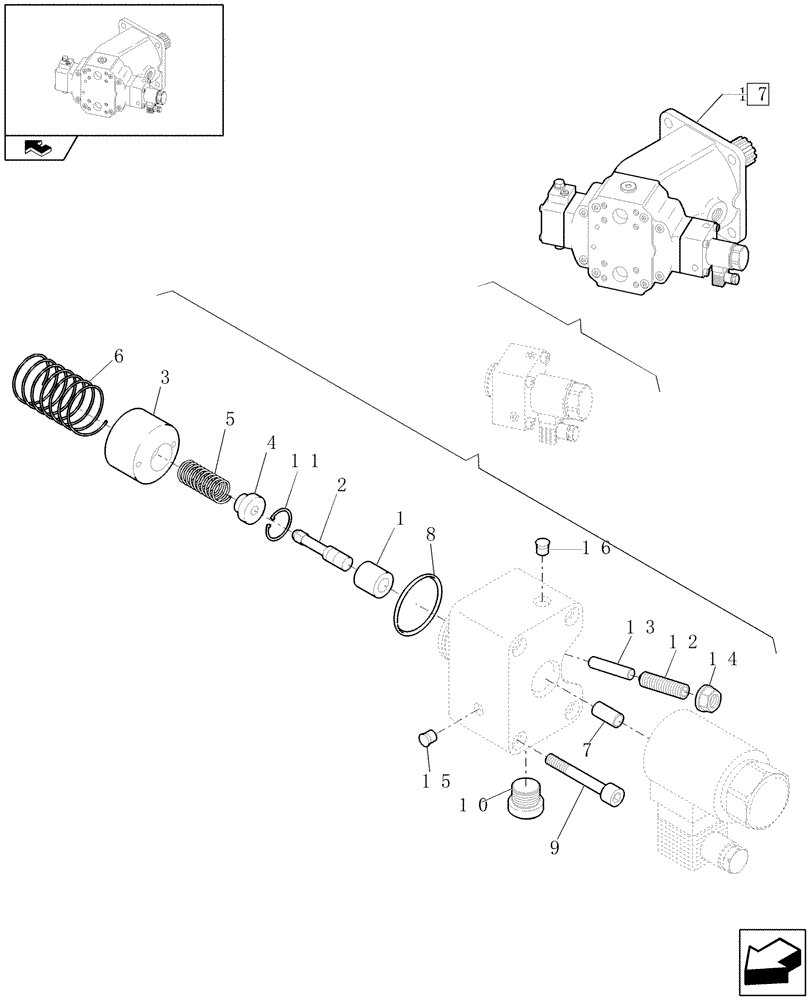 Схема запчастей Case 321E - (076/03[08]) - HYDRAULIC MOTOR ADJUSTMENT CONTROL SECTION (05) - REAR AXLE