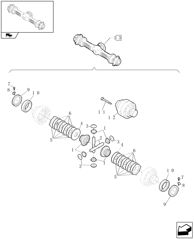Схема запчастей Case 21E - (076[05]) - 20 KM/H FRONT RIGID AXLE: SELF-LOCKING DIFFERENTIAL (04) - FRONT AXLE