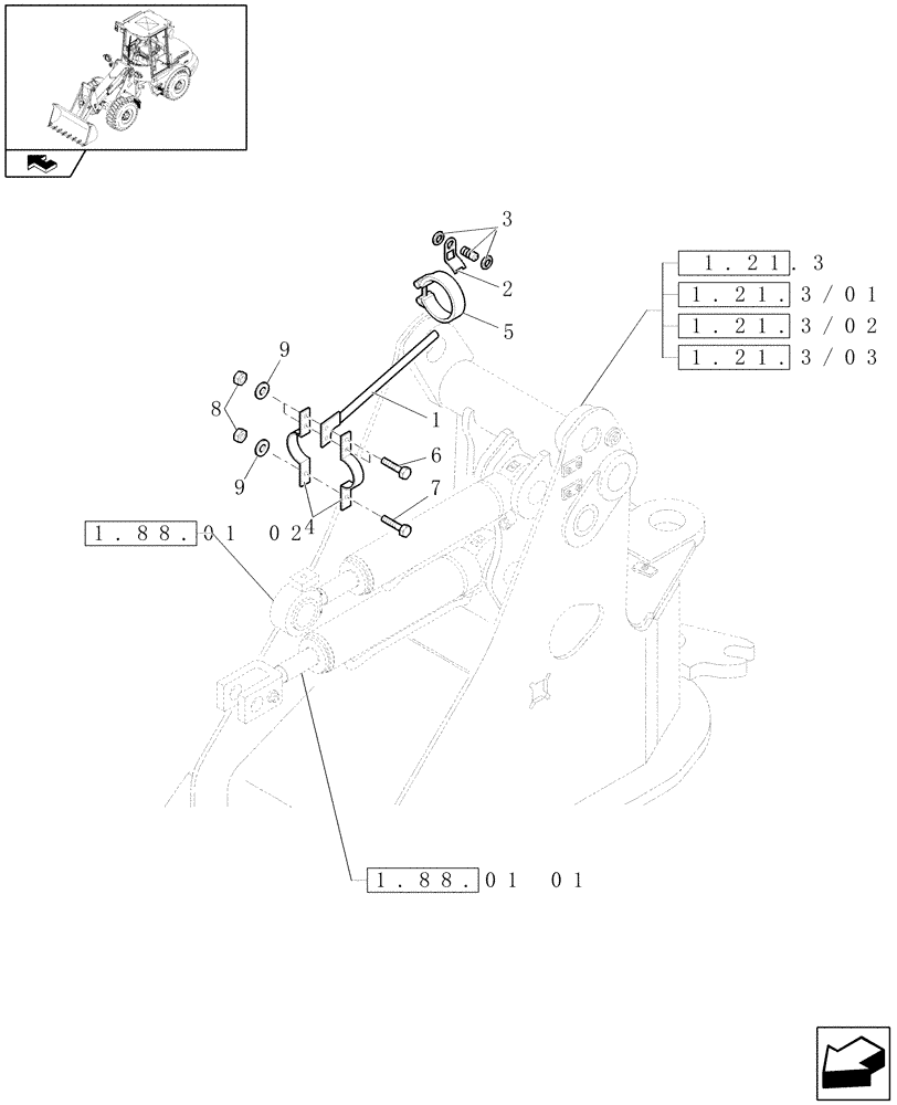 Схема запчастей Case 321E - (734[01]) - DIG CYLINDER REAR STROKE SENSOR (18) - VARIATIONS