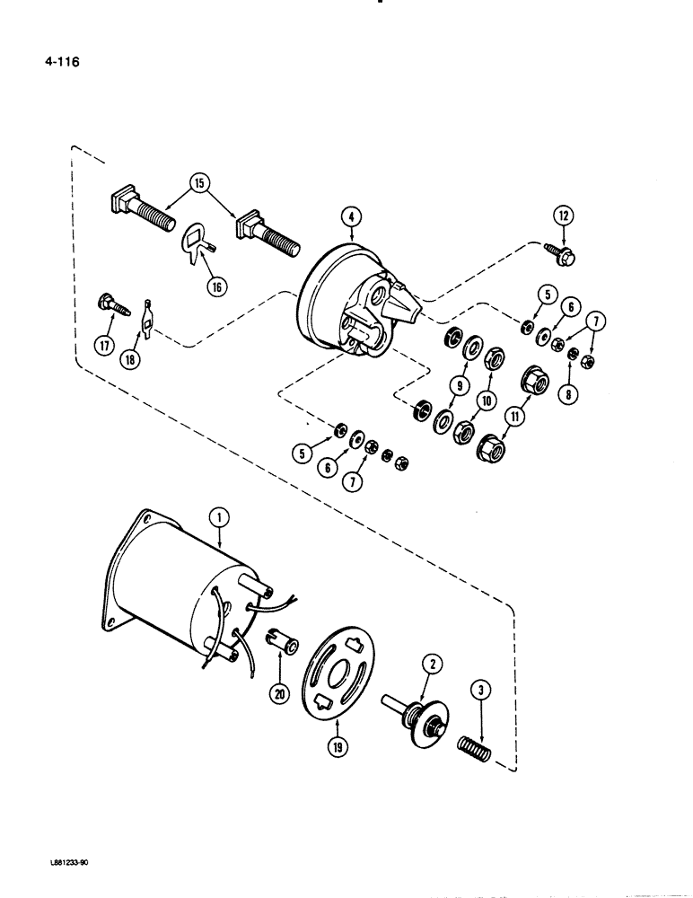 Схема запчастей Case 1450B - (4-116) - STARTER SOLENOID ASSEMBLY (04) - ELECTRICAL SYSTEMS