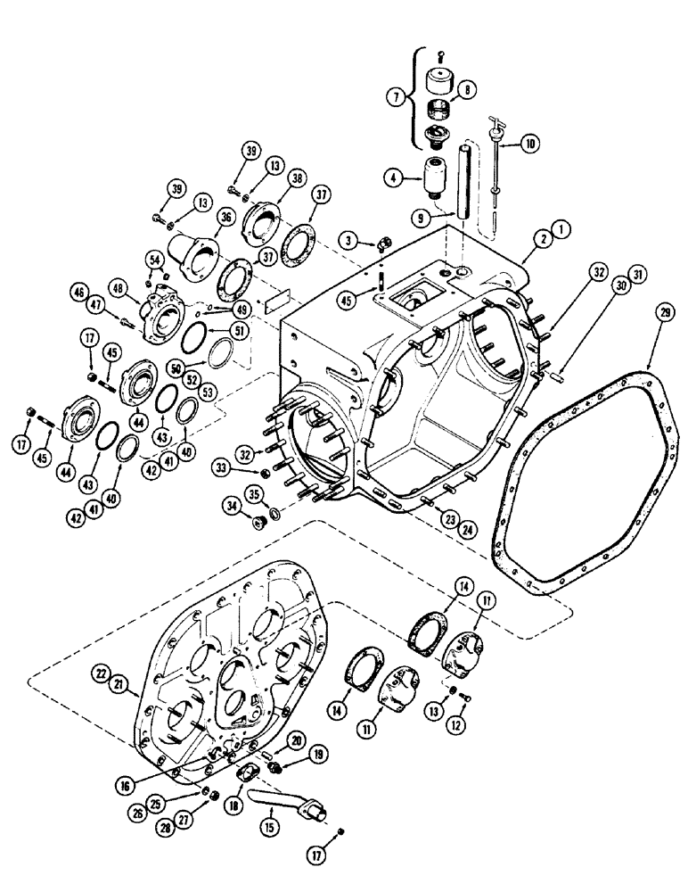 Схема запчастей Case 750 - (072) - TRANSMISSION HOUSING AND COVERS, USED PRIOR TO TRANS. SER. NO. 2129206 (03) - TRANSMISSION