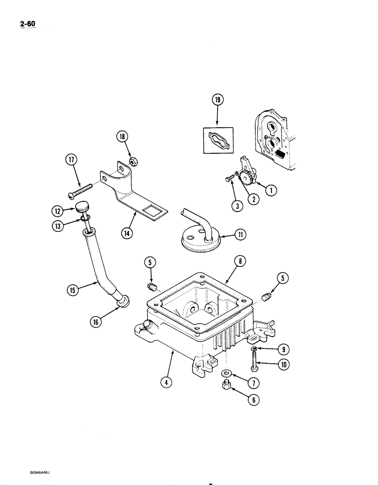Схема запчастей Case 1818 - (2-060) - OIL PUMP AND PAN, GASOLINE MODELS (02) - ENGINE
