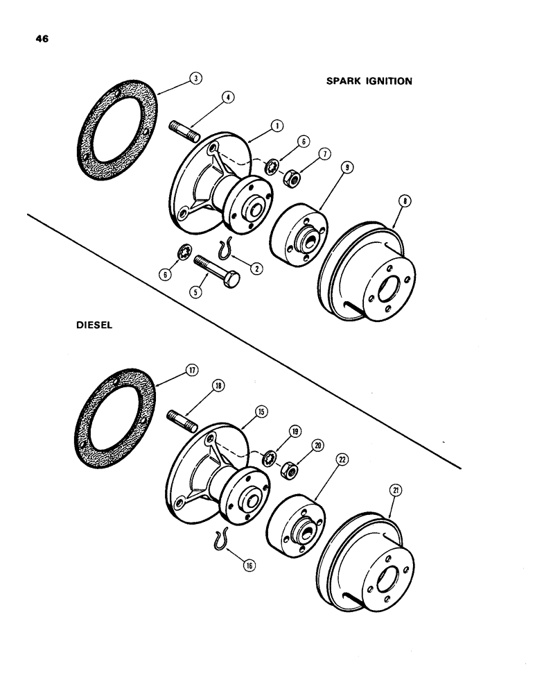 Схема запчастей Case 450 - (046) - WATER PUMP, (188) SPARK IGNITION ENGINE (01) - ENGINE