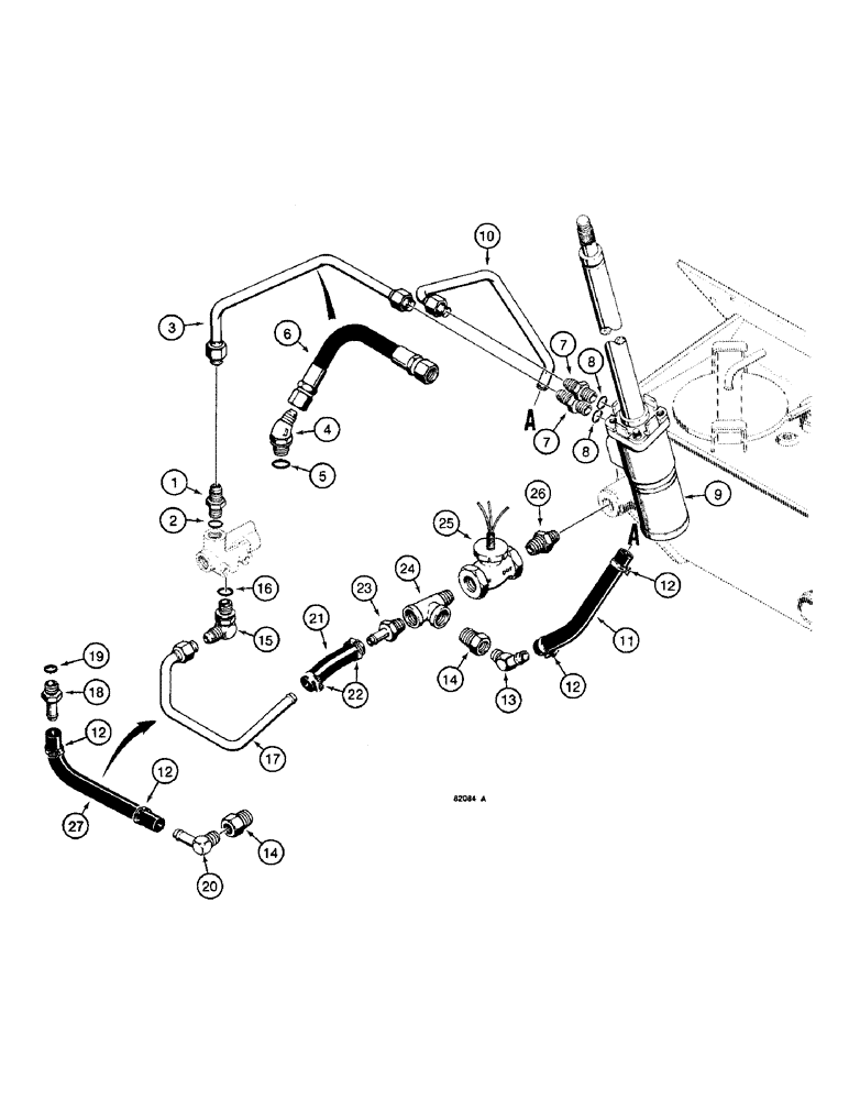 Схема запчастей Case W14 - (256) - AUXILIARY STEERING HYDRAULIC CIRCUITS, FLOW CONTROL VALVE TO FILTER IN RESEVOIR (05) - STEERING