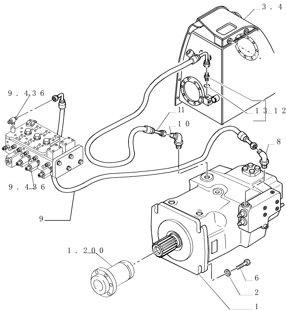 Схема запчастей Case 1850K LT - (3.435[01]) - EQUIPMENT PUMP (07) - HYDRAULIC SYSTEM/FRAME