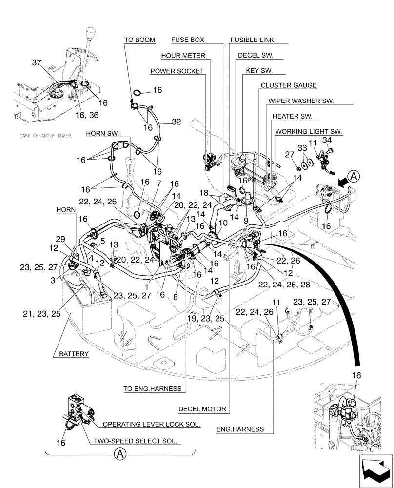 Схема запчастей Case CX50B - (01-078[01]) - ELEC ASSY, UPP, ANGLE DOZER (55) - ELECTRICAL SYSTEMS