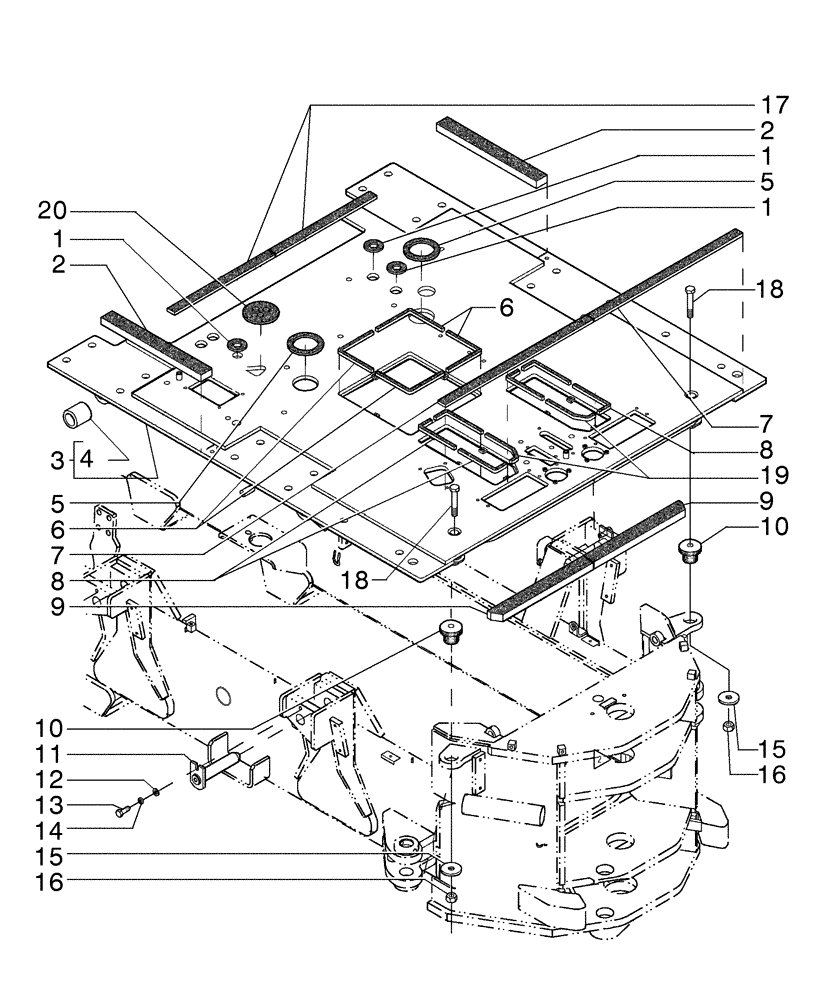 Схема запчастей Case 885B AWD - (09-06[01]) - FLOOR AND INSULATING (09) - CHASSIS/ATTACHMENTS