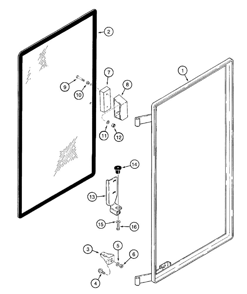 Схема запчастей Case 921B - (9-056) - CAB DOOR WINDOW (09) - CHASSIS/ATTACHMENTS