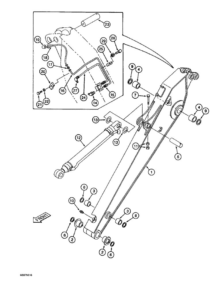 Схема запчастей Case 9045B - (9-083A) - ARM AND CYLINDER, 4.0 M (13 FT. 3 INCH) ARM (09) - CHASSIS