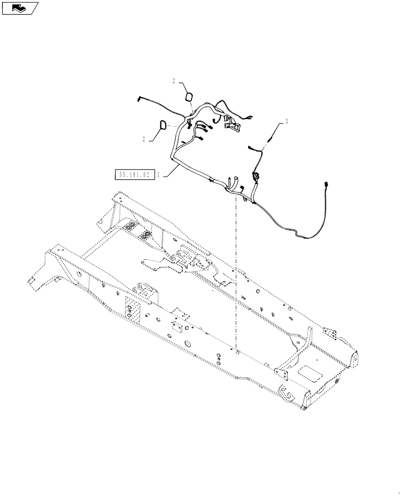 Схема запчастей Case 586H - (39.100.02) - CHASSIS MAIN WIRE HARNESS INSTALLATION (39) - FRAMES AND BALLASTING