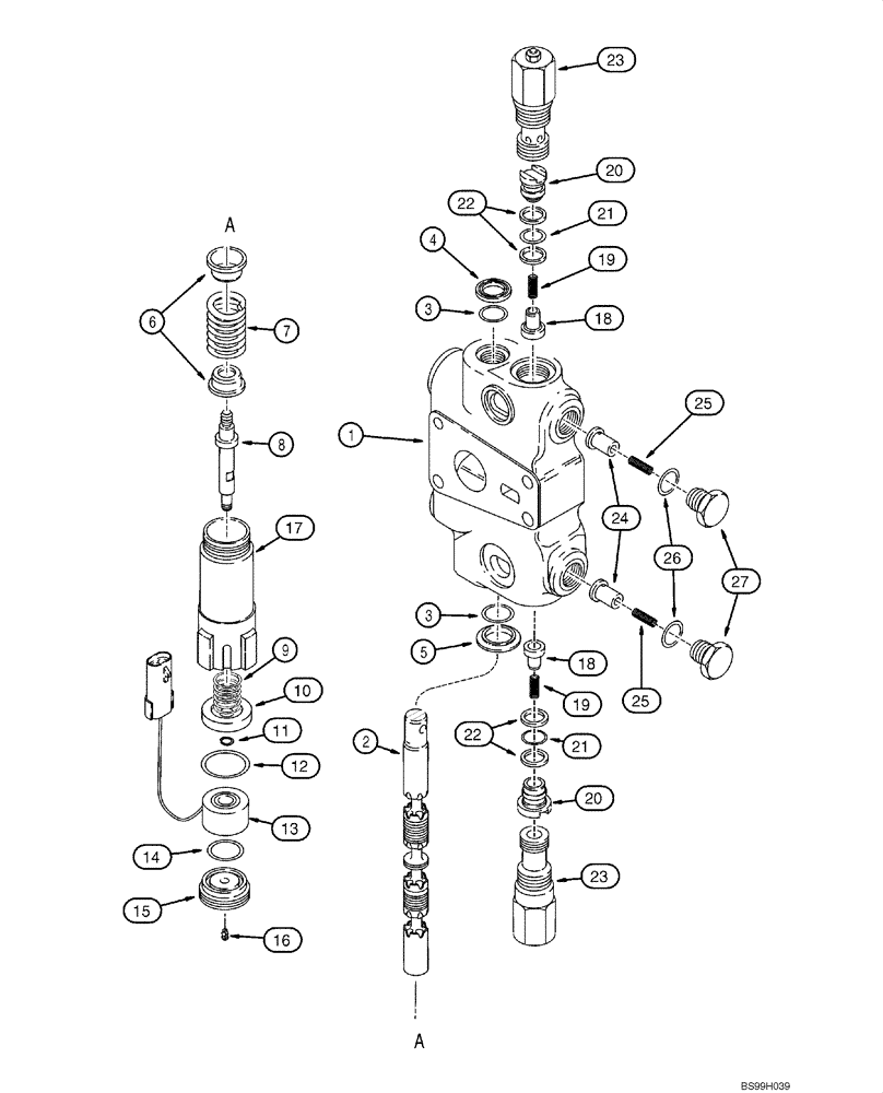 Схема запчастей Case 590SM - (08-30) - VALVE SECTION - LOADER BUCKET (08) - HYDRAULICS