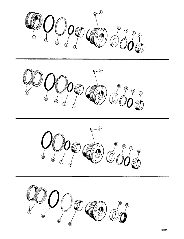 Схема запчастей Case 34 - (134) - CYLINDER PK. KITS,D37356 CYL PK KIT,D41399 CYL PK KIT,D42873 GLAND PK KIT,G32298/G32291 CYL PK KIT 