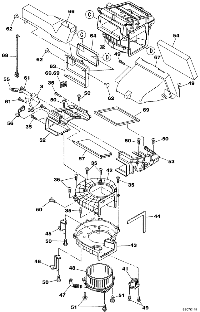 Схема запчастей Case CX130B - (09-48) - AIR CONDITIONING - EVAPORATOR (09) - CHASSIS/ATTACHMENTS