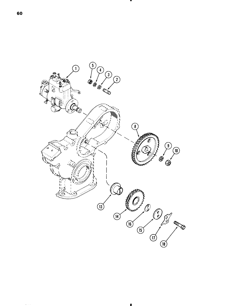 Схема запчастей Case W11 - (060) - INJECTION PUMP DRIVE, 207 DIESEL ENGINE (03) - FUEL SYSTEM