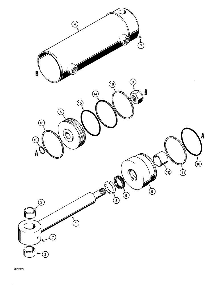 Схема запчастей Case 760 - (08-154) - PLOW SWING CYLINDER (35) - HYDRAULIC SYSTEMS