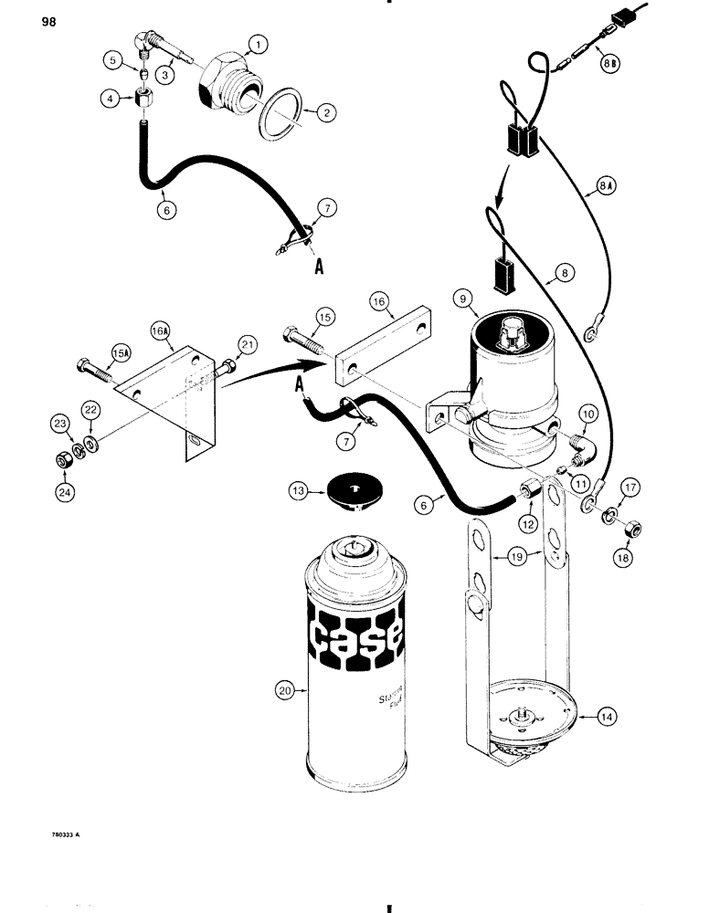 Схема запчастей Case W11 - (098) - COLD START SYSTEM (04) - ELECTRICAL SYSTEMS
