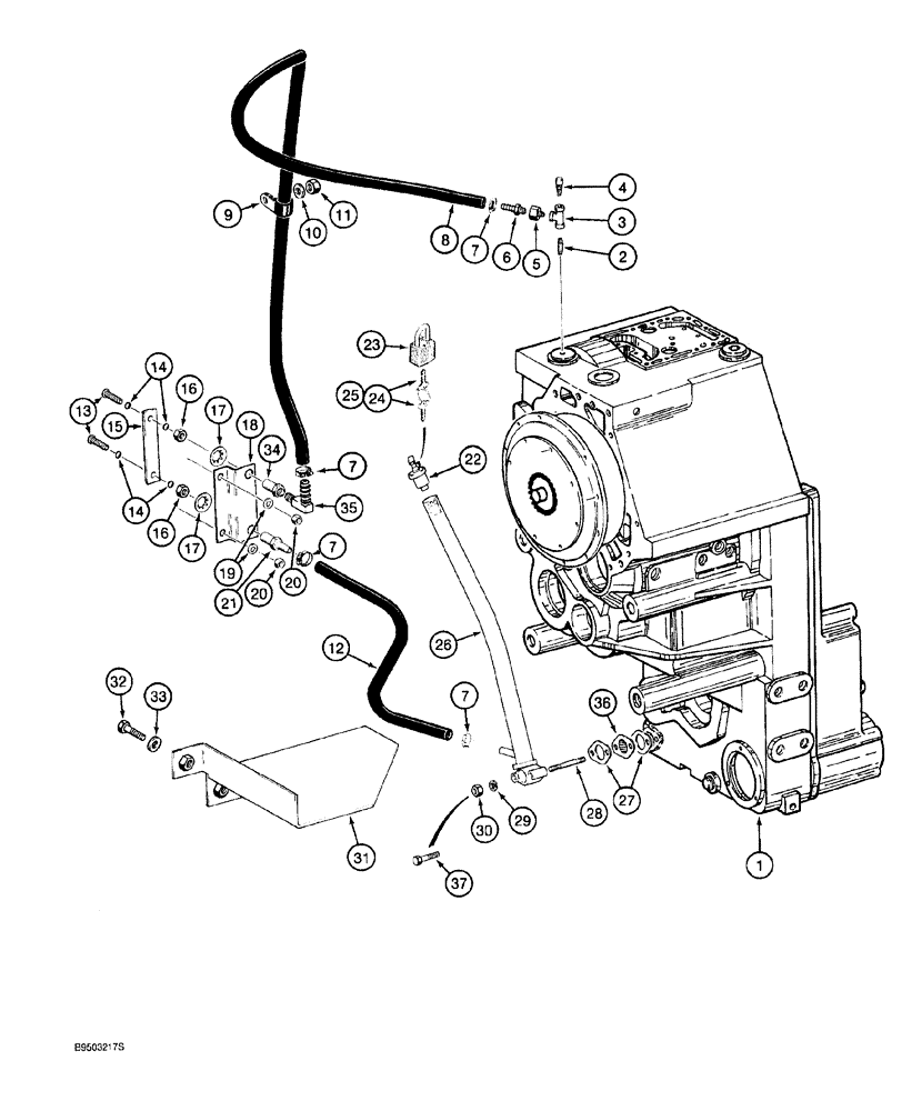 Схема запчастей Case 921 - (6-004) - TRANSMISSION FILL TUBE MOUNTING AND SIGHT GAUGE (06) - POWER TRAIN