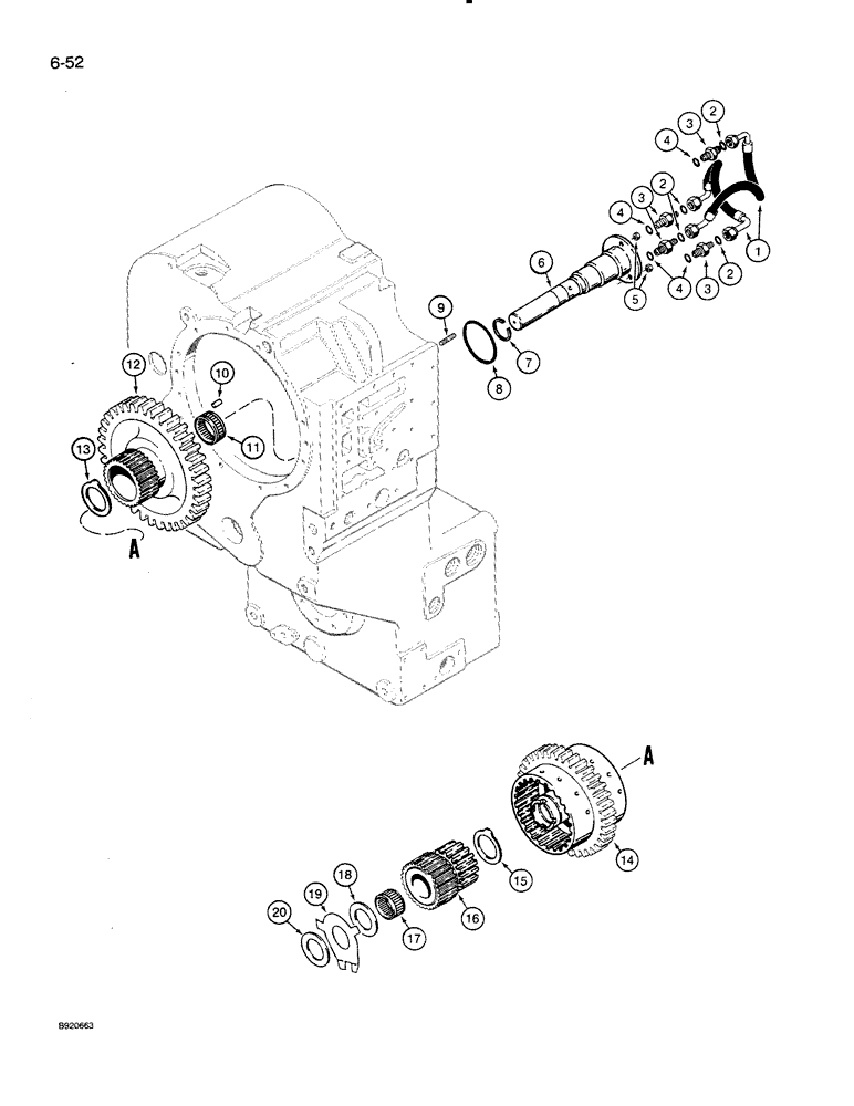 Схема запчастей Case 821 - (6-052) - TRANSMISSION ASSEMBLY, THIRD AND FOURTH CLUTCHES, P.I.N. JAK0024165 AND AFTER (06) - POWER TRAIN