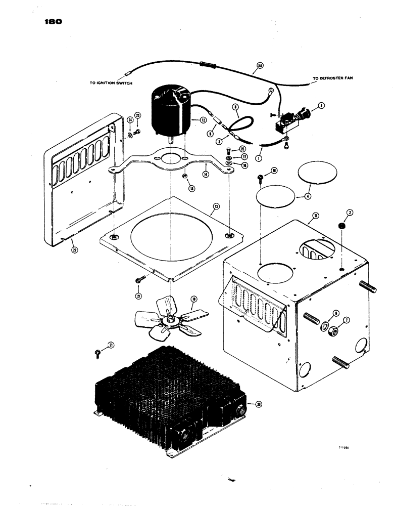 Схема запчастей Case W24B - (180) - CAB HEATER AND WIRING (09) - CHASSIS