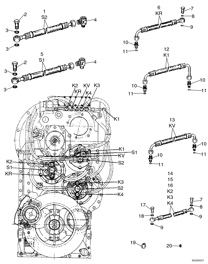 Схема запчастей Case 921C - (06-17) - TRANSMISSION - LUBRICATION LINES (06) - POWER TRAIN