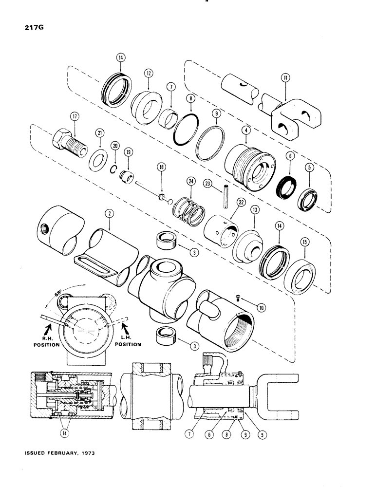 Схема запчастей Case 1150 - (217G) - G32715 AND G32716 DOZER LIFT CYLINDERS, 3-1/2" DIA. CYLINDER (07) - HYDRAULIC SYSTEM