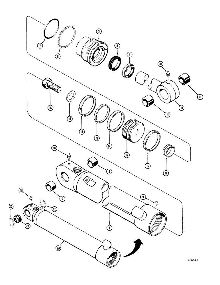 Схема запчастей Case 350 - (310) - G101247 TILT CYLINDER - ANGLE TILT DOZER, G102744 TILT CYLINDER - ANGLE TILT DOZER (07) - HYDRAULIC SYSTEM