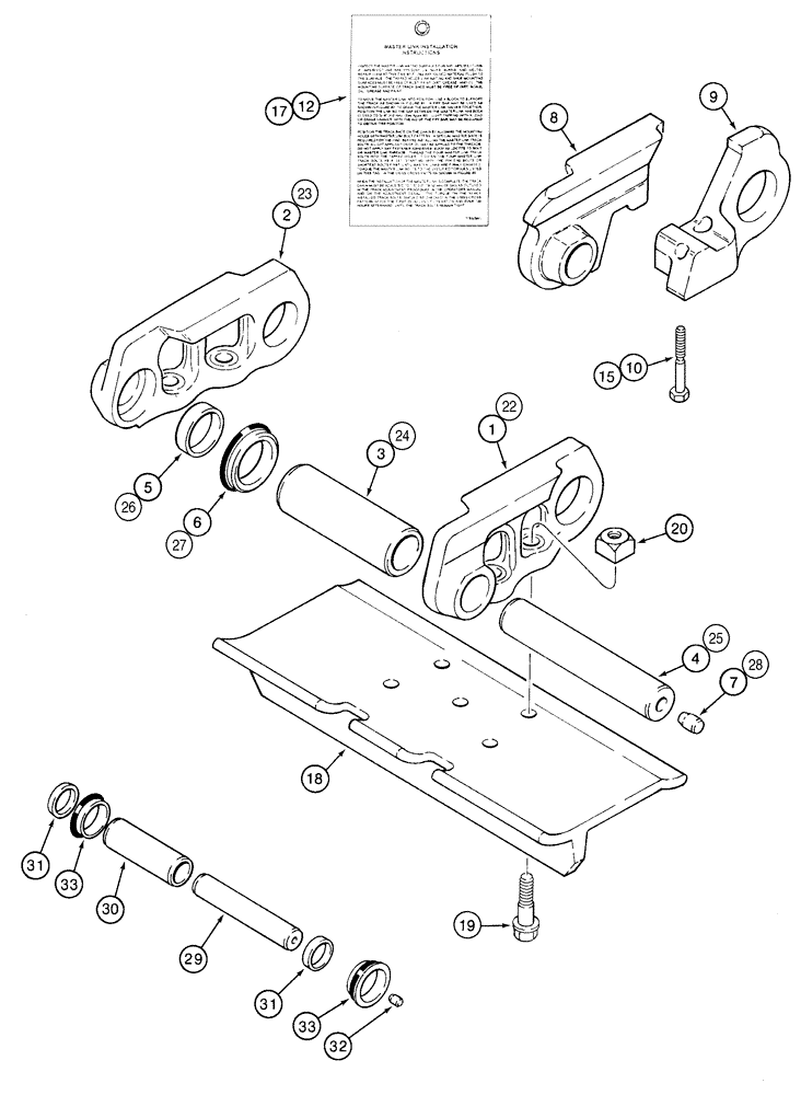 Схема запчастей Case 650H - (05-10) - TRACK CHAIN, CASE LUBRICATED - EACH MASTER LINK HAS TWO BOLT HOLES (11) - TRACKS/STEERING
