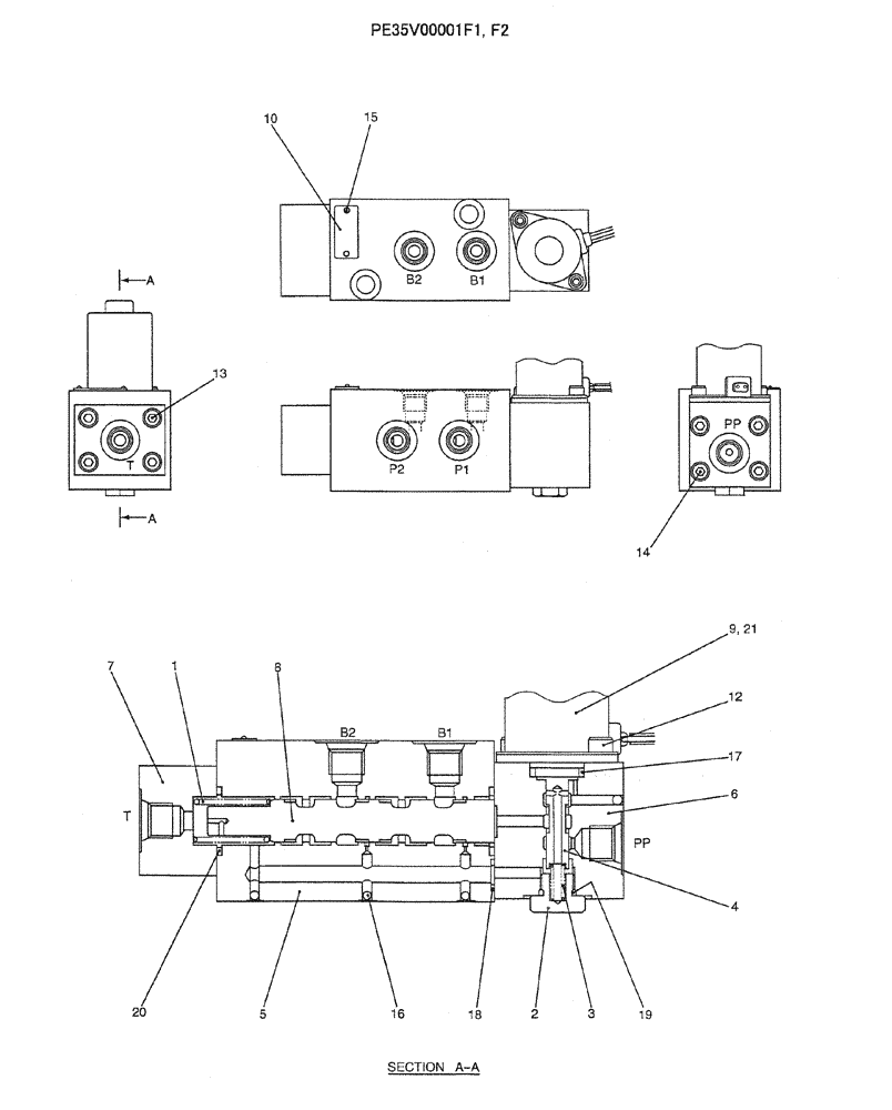 Схема запчастей Case CX50B - (07-046) - VALVE ASSY, SOLENOID (PE35V00001F1, F2) ELECTRICAL AND HYDRAULIC COMPONENTS
