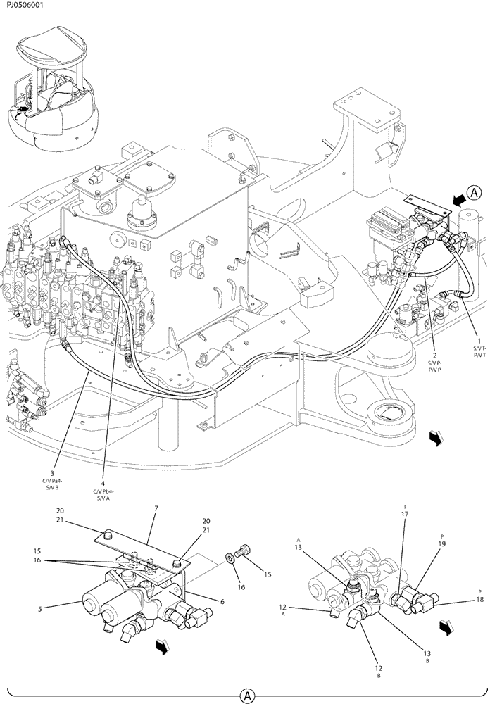 Схема запчастей Case CX50B - (01-047) - CONTROL LINES, REMOTE (HAND CONTROL) (35) - HYDRAULIC SYSTEMS