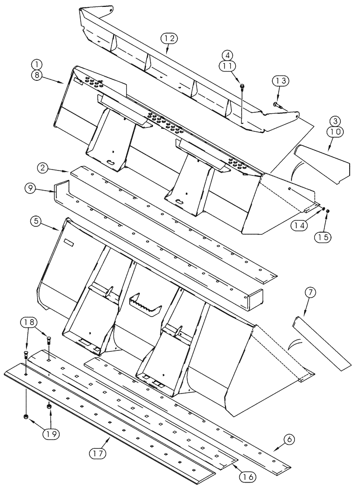 Схема запчастей Case 85XT - (09-07) - BUCKETS - LOADER, 2083 MM (82") WIDE BUCKET (09) - CHASSIS
