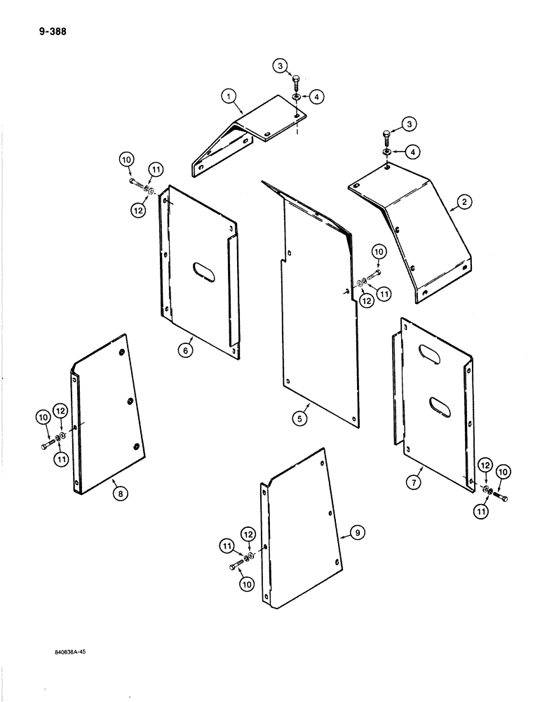 Схема запчастей Case 1187B - (9-388) - ROTARY CUTTER, GUARDS (09) - CHASSIS