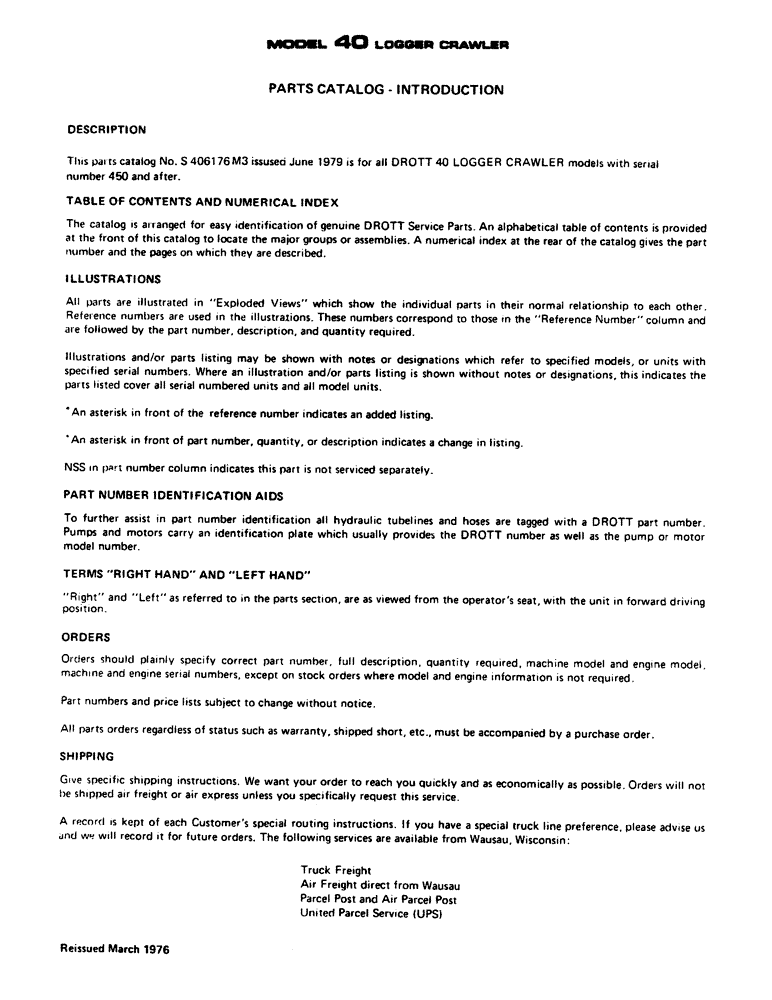 Схема запчастей Case 40BLC - (00-B) - PARTS CATALOG - INTRODUCTION (00) - GENERAL