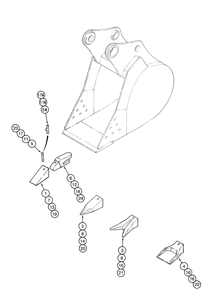 Схема запчастей Case 9040 - (9-74) - HENSLEY BUCKET TOOTH OPTIONS (09) - CHASSIS