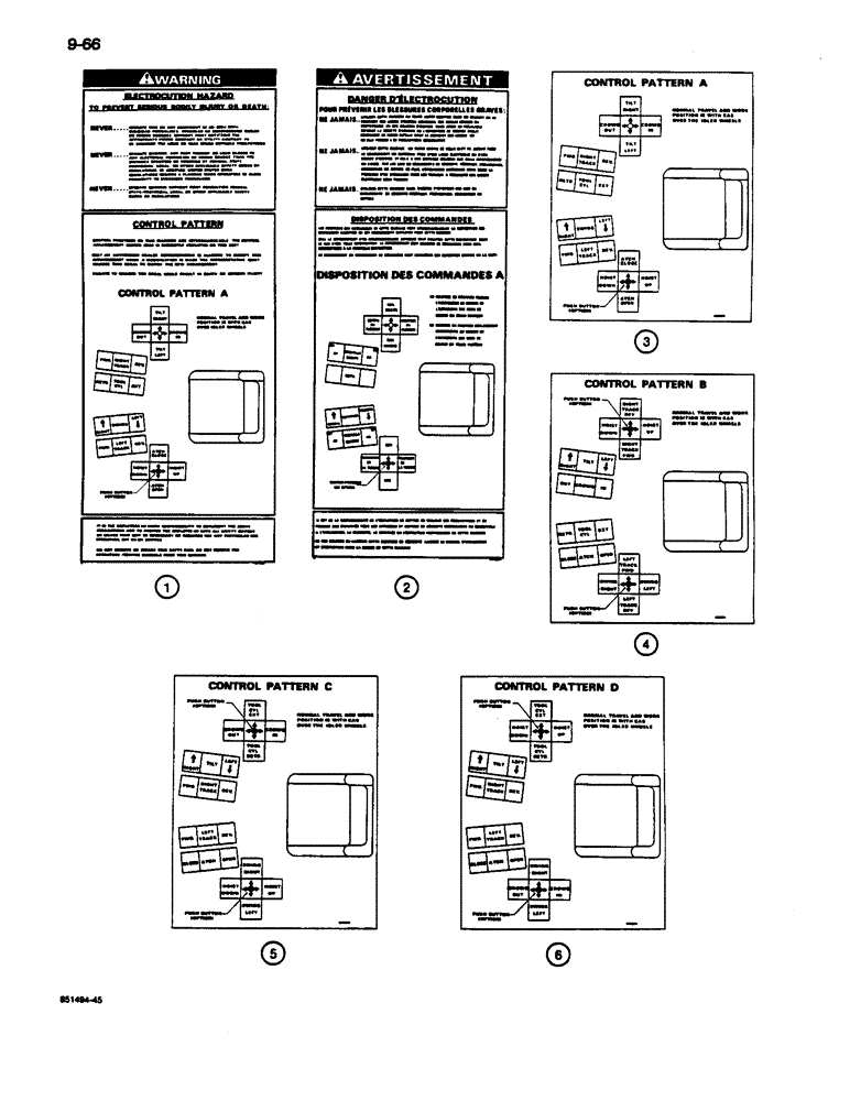 Схема запчастей Case 1187C - (9-66) - DECALS, OPERATOR CONTROL PATTERNS (09) - CHASSIS