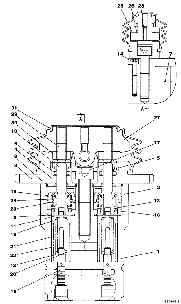 Схема запчастей Case CX800 - (08-73A) - VALVE ASSY - FOOT CONTROL (08) - HYDRAULICS